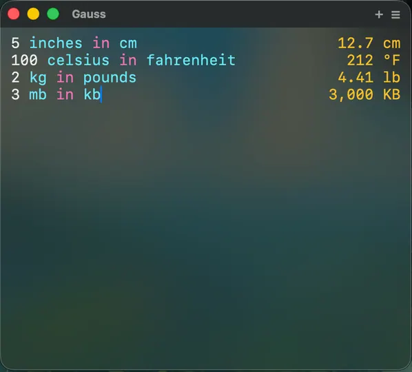 Gauss screenshot