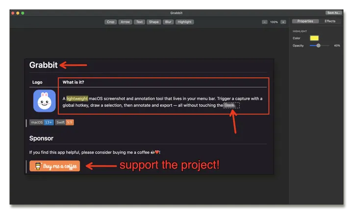 Grabbit screenshot