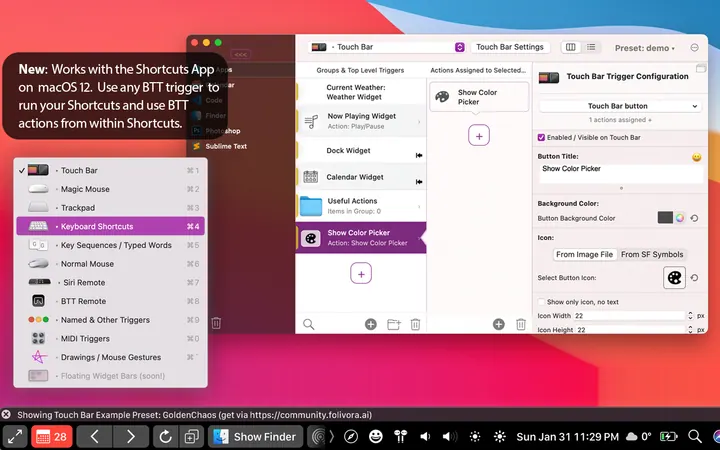 BetterTouchTool, captura de pantalla