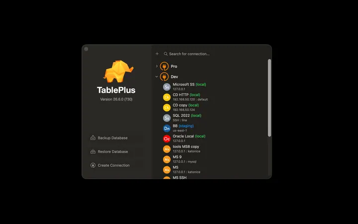 TablePlus 스크린샷