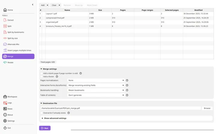 PDFsam Basic screenshot